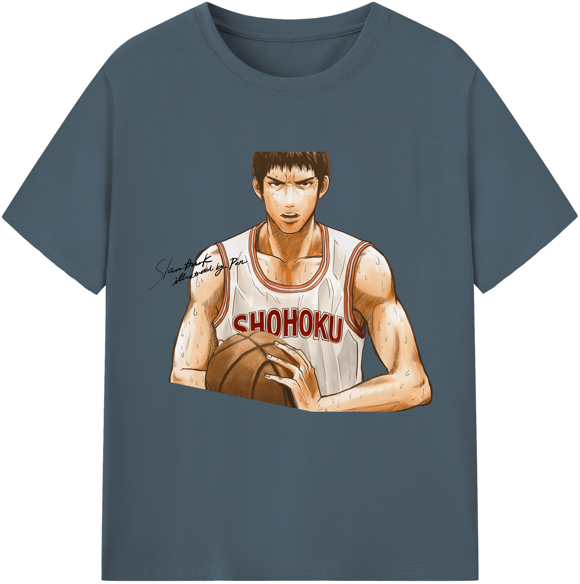 SLAM DUNK／スラムダンク 綿100％半袖Tシャツ（フロントプリント）